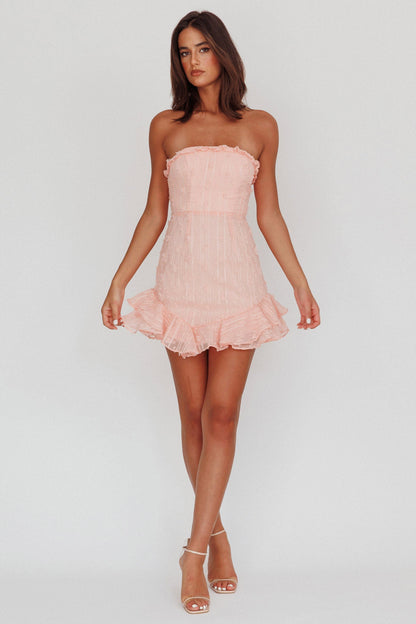 Cece Embellished Bandeau Dress Blush