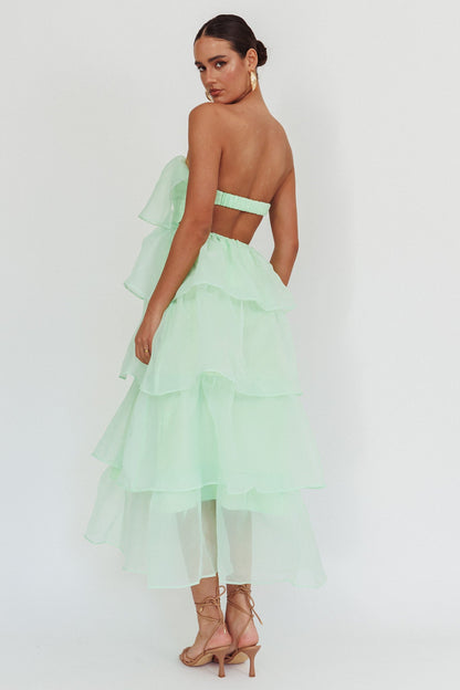 Behati Tiered Layer Midi Dress Mint