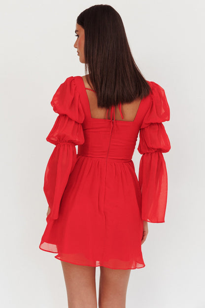 Miya Long Sleeve Mini Dress Red