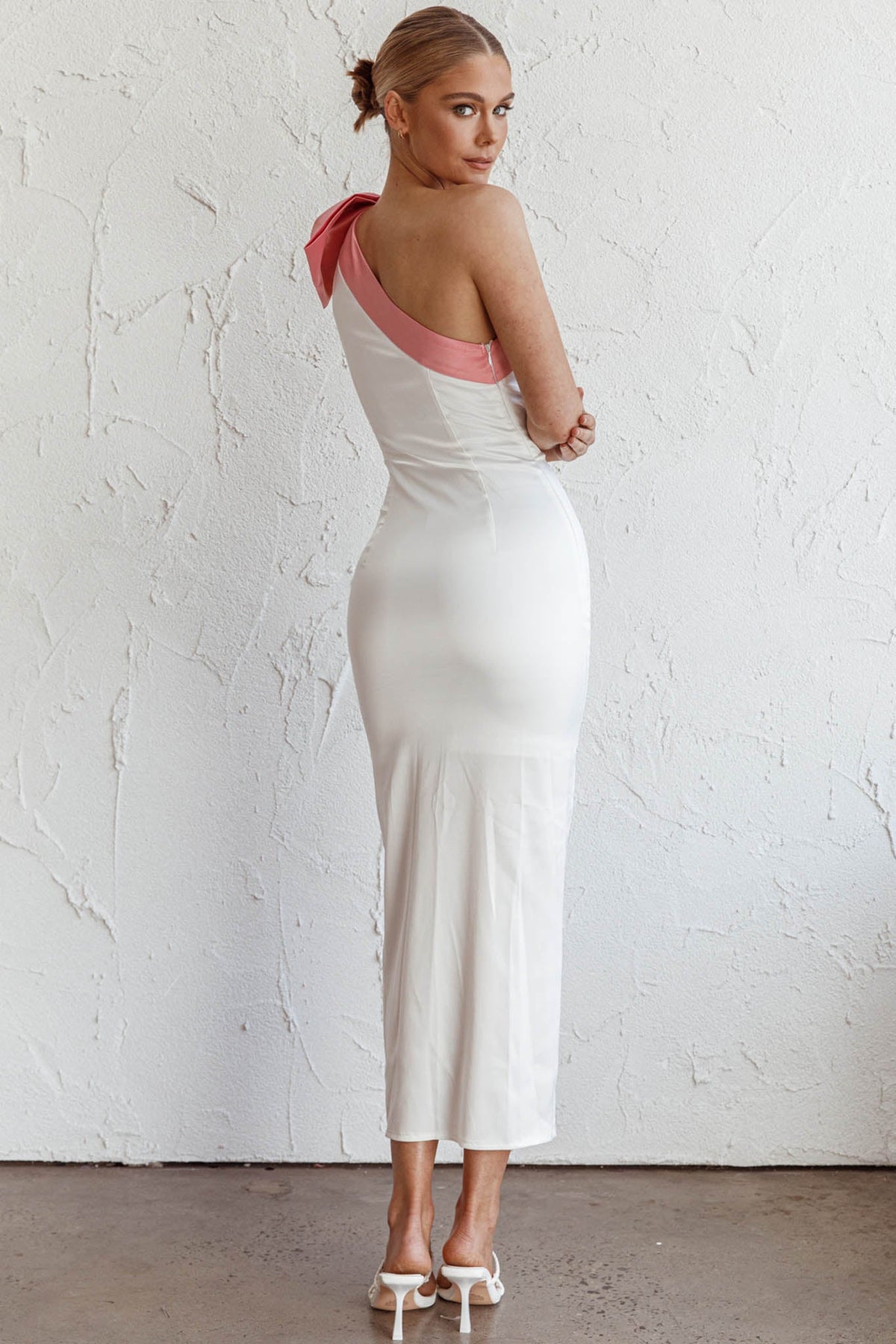 Sweetest Thing One-Shoulder Bow Maxi Dress White