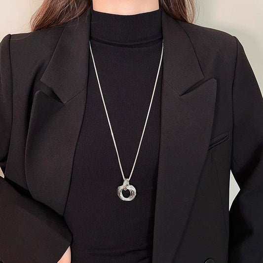 Wrapped Circle Pendant Layered Necklace