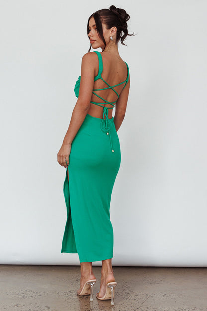 Cosmic Love Strappy Back Midi Dress Green