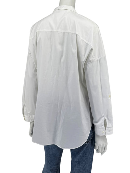 Brunello Cucinelli White Monili Trim Oversized Cotton Button-Front Shirt L
