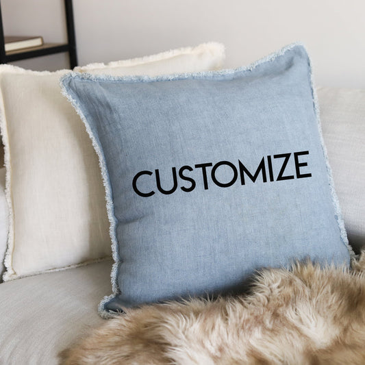 * PILLOW 24" LINEN (BLUE) - Custom Design