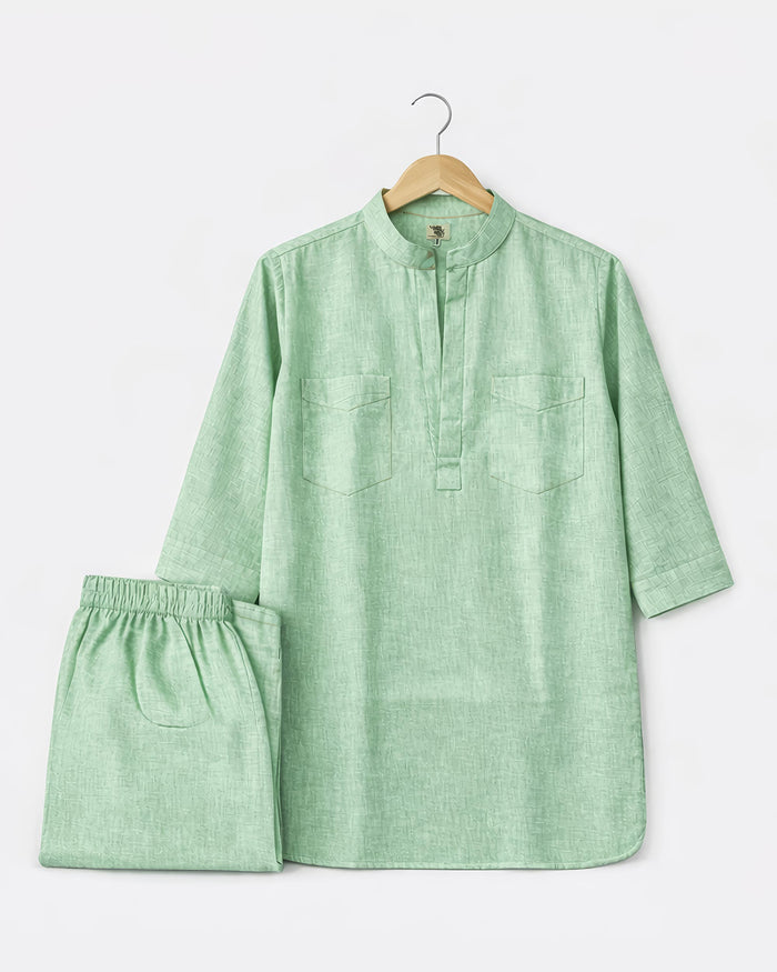 Powder Green Linen Blend Kurta Co-ord Set for Women