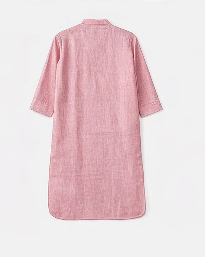 Powder Pink Linen Blend Kurta Co-ord Set for Women