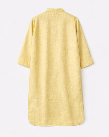 Powder Yellow Linen Blend Kurta Co-ord Set for Women