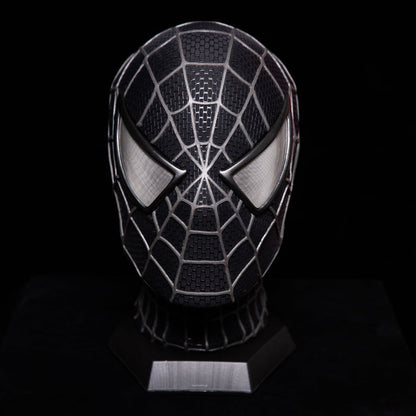 Sam Raimi Spidey Mask (Adults) with Full Head Shell & 3D Rubber Web (Black)