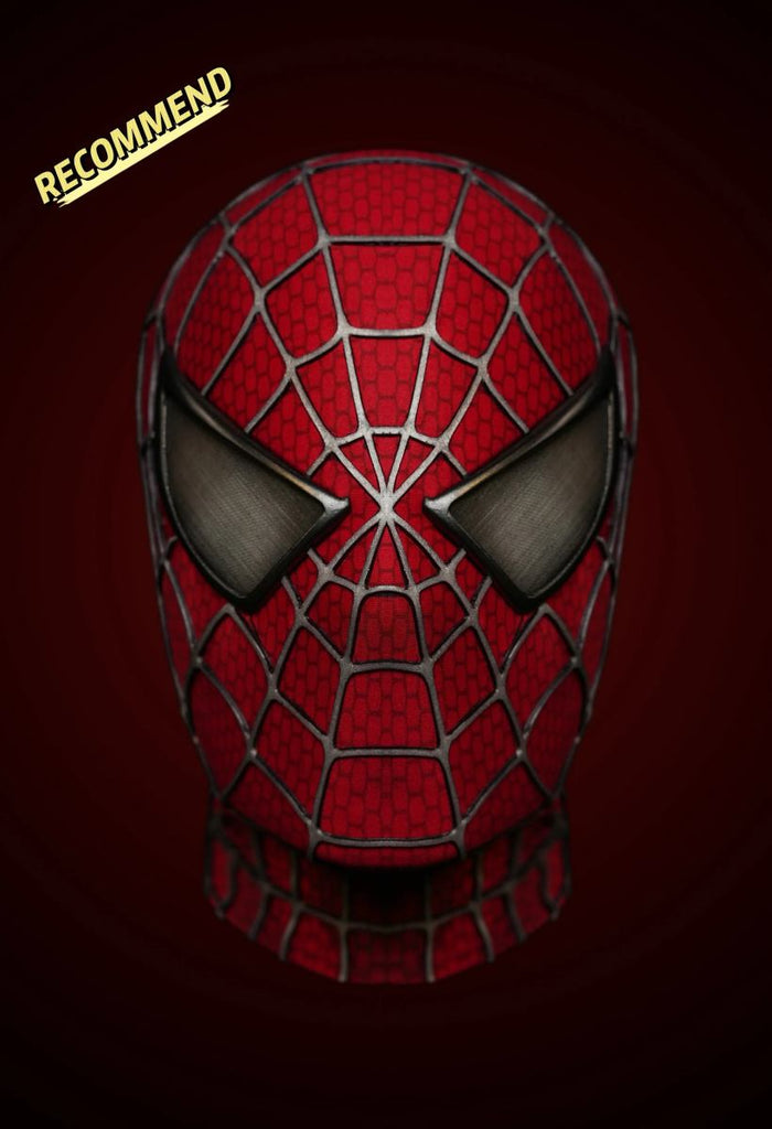 Sam Raimi Spidey Mask (Adults) with Full Head Shell & 3D Rubber Web (RED)