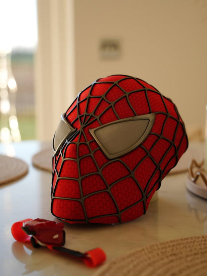 Sam Raimi Spidey Mask (Adults) with Full Head Shell & 3D Rubber Web (RED)