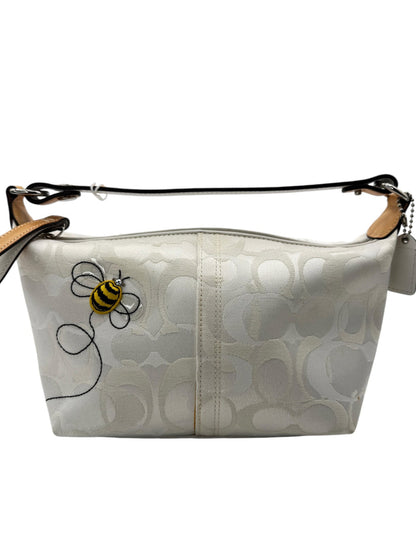 Coach Signature White Jacquard Shoulder Bag with Bee Appliqué | Style F053-7440