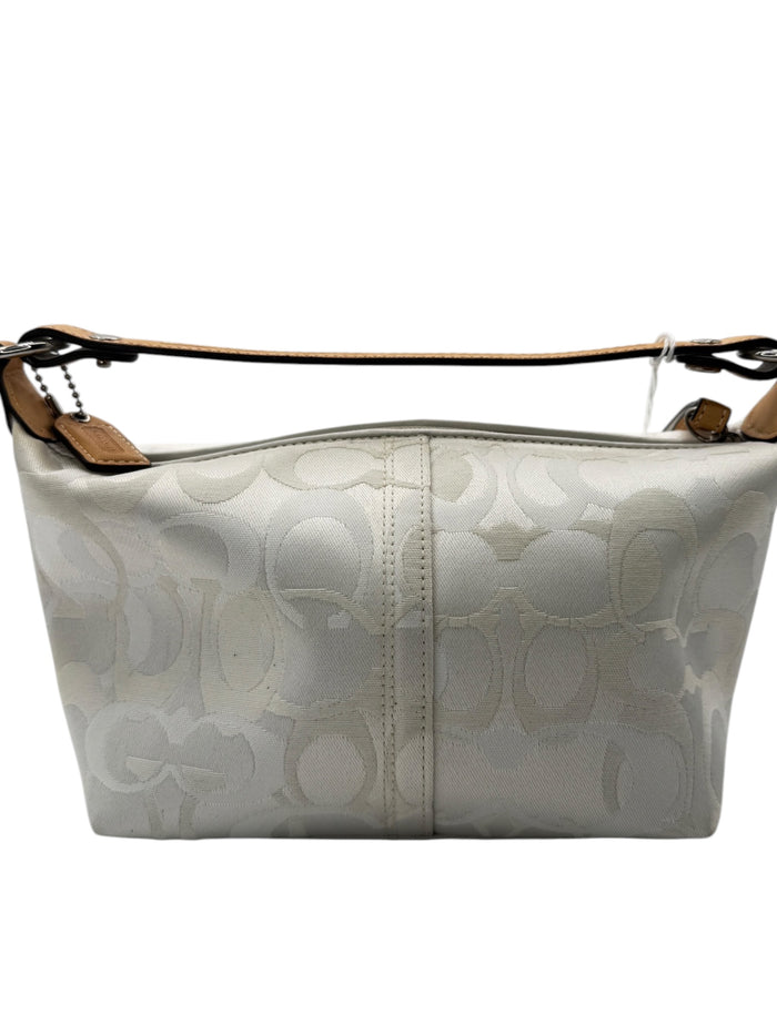 Coach Signature White Jacquard Shoulder Bag with Bee Appliqué | Style F053-7440