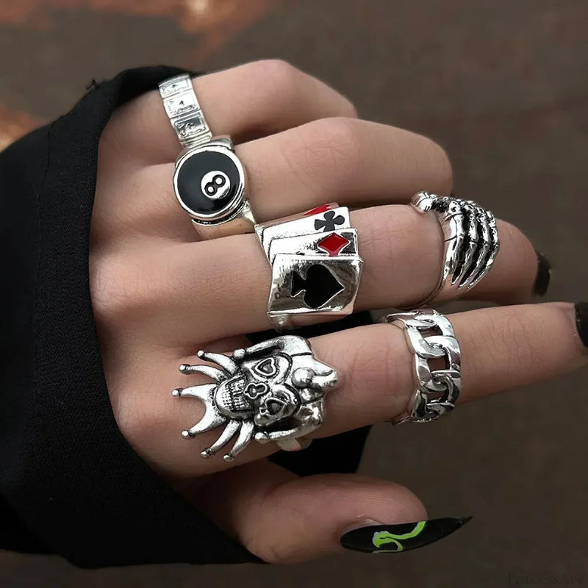 Y2K Rebel Rap Gothic Spider Ring