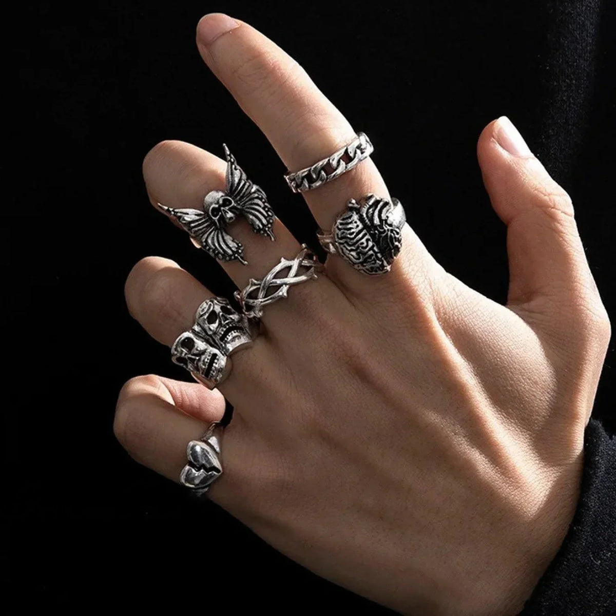 Y2K Rebel Rap Gothic Spider Ring